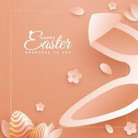 Easter card with egg shaped paper frame with spring flowers vector