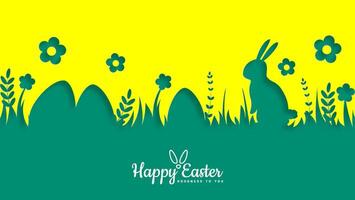 Easter featuring rabbits and Easter eggs vector