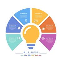 Infographic template featuring 6 steps with icons, designed for business concepts. Ideal for presentations, banners, workflow layouts vector
