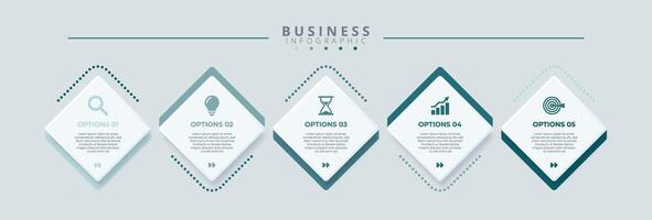 Infographic template featuring 5 steps with icons, designed for business vector