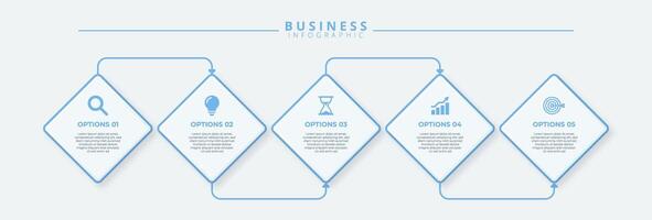 Infographic template featuring 5 steps with icons, designed for business concepts. vector