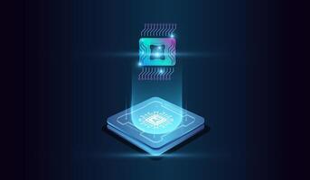 The glowing from microchip. Concept of Artificial intelligence. abstract of Artificial intelligence brain of digital brain system at the center represents computational power vector
