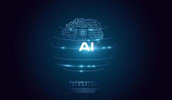 The Artificial intelligence brain network concept background, abstract of AI template and Artificial intelligence Head of digital brain system at the center. vector