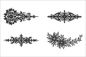 Set of vintage floral design elements vector