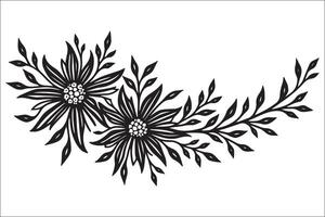 A black and white drawing of flowers vector