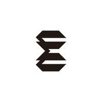 letter e m simple geometric linked logo vector