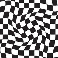 Retro wavy psychedelic checkerboard pattern abstract background vector