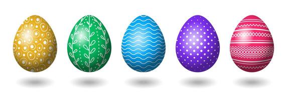 Set of colored Easter eggs isolated on white background vector