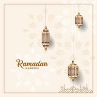 ramadan kareem greeting card with lanterns vector