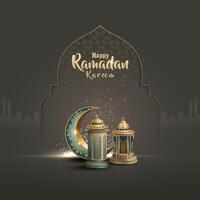 islamic background ramadan kareem card design vector