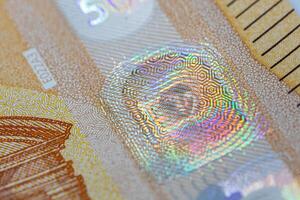 Banknote Security Feature Iridescent Foil and Geometric Patterns photo