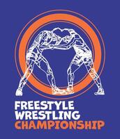 Freestyle wrestling championship logo vector
