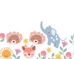 Cute Hand Drawn Animal Background vector