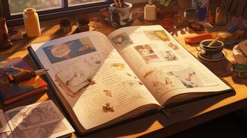 notes open book on desk photo