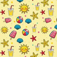 pattern with summer icons. illustration in cartoon style. vector