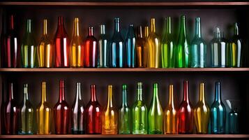 shelf wine bottle and glass isolated photo