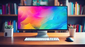 modern desktop computer on desk photo