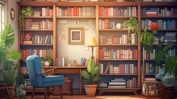 colorful bookshelf office background photo