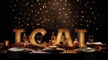 setting gold sparkle letters photo