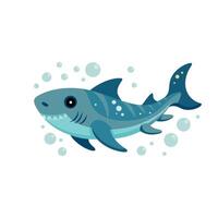 Cookie Cutter Shark under water animal isolated flat illustration on white background. vector