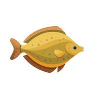 Flounder under water animal isolated flat illustration on white background vector