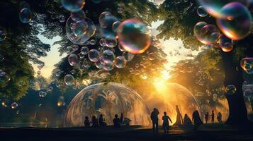 iridescent water bubbles photo