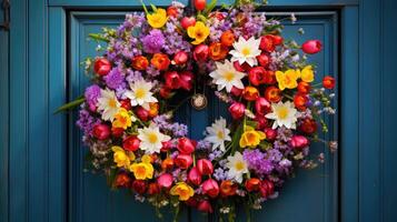 daffodils spring wreath photo