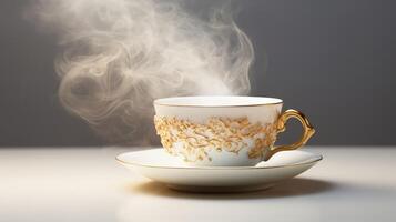 steaming gold on white photo