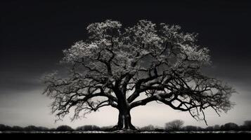 abstract black and white photo oak tree