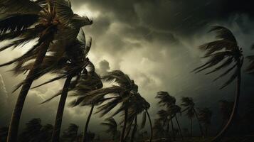 wind palm trees hurricane photo