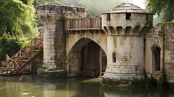 drawbridge medieval wall photo