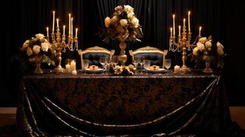 glamorous bride and groom table photo