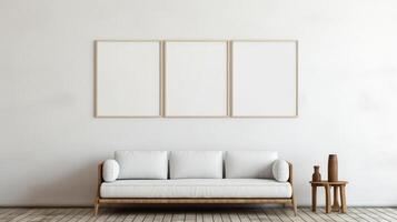 modern blank frame on wall photo