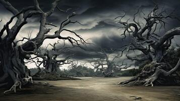 eerie haunted trees photo