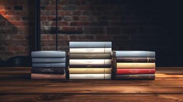template stack of books mockup photo