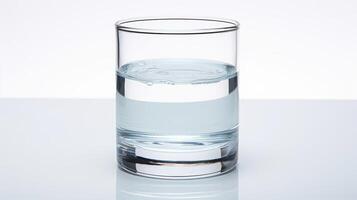 reflecti glass of water on white background photo