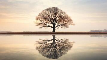 reflection tree without leaves photo