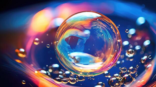 close blue with bubbles photo