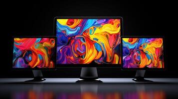 monitor using computer black photo