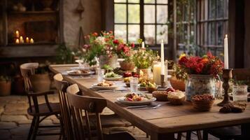 table blurred rustic interiors photo