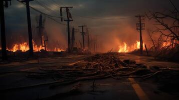 powers transmission line fire photo