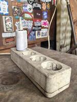 a wooden box with a plug and wires on it photo