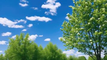 green blue sky trees photo