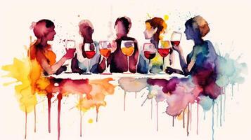 vibrant water color wine photo