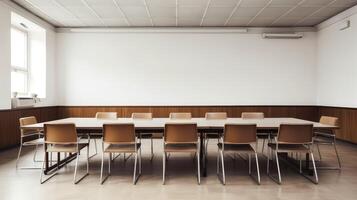 unoccupied empty desks photo