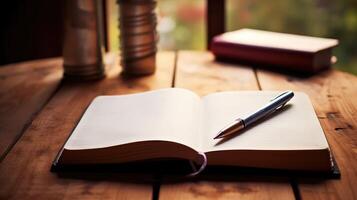 empty blank book on desk photo