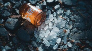 glass broken pill bottle photo