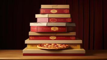 sizes pizza boxes stack photo
