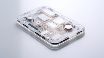 design phone on white desk photo