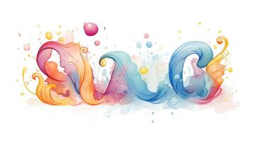 rainbow water color font photo